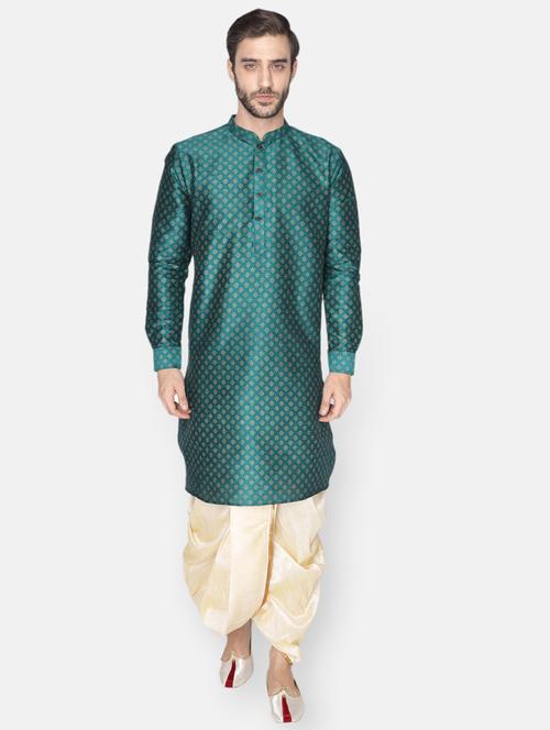 teal printed kurta pyjama ethnic wear set - 18233609 - Very Small Image - 1