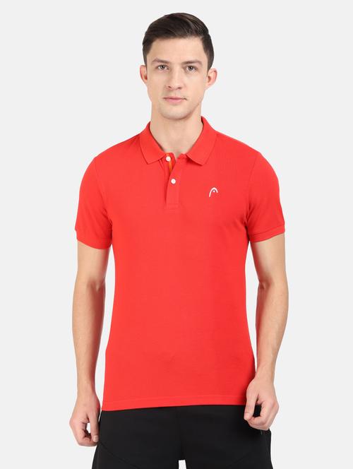 orange solid polo t-shirt - 18233935 - Very Small Image - 1