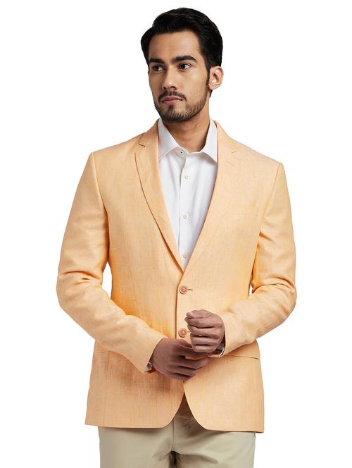 orange solid single breasted casual blazer - 18233985 - Very Small Image - 1
