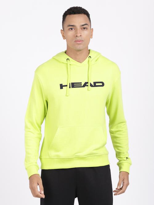 neon-green chest-printed hooded sweatshirt - 18233994 - Very Small Image - 1
