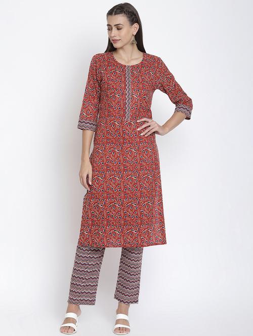 multi colored cotton kurta pant set - 18234407 - Very Small Image - 1