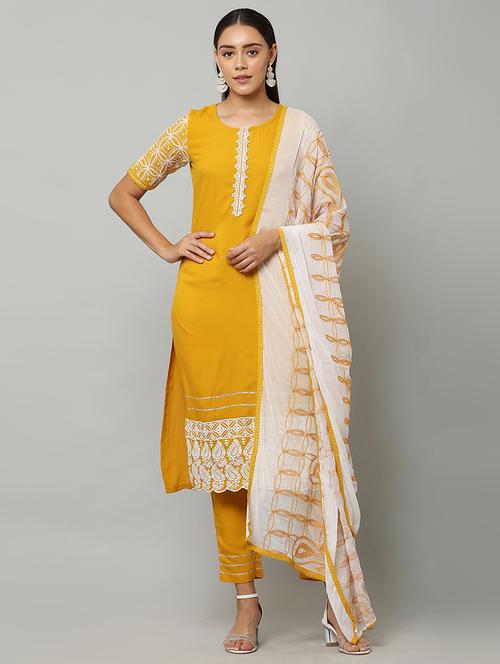 yellow rayon suit set - 18234464 - Very Small Image - 1