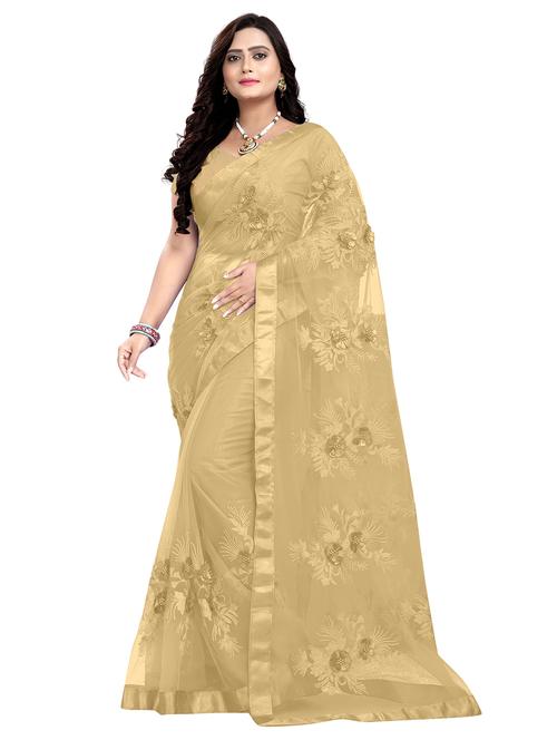 lace bordered tonal embroidered saree with applique work with blouse - 18234490 - Very Small Image - 1