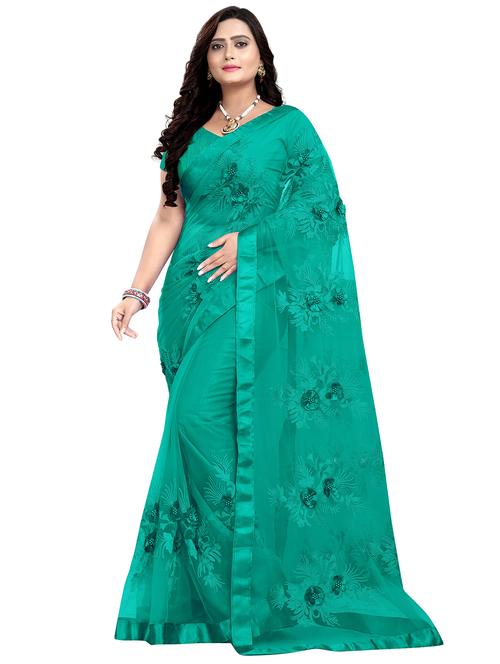 lace bordered tonal embroidered saree with applique work with blouse - 18234525 - Very Small Image - 1