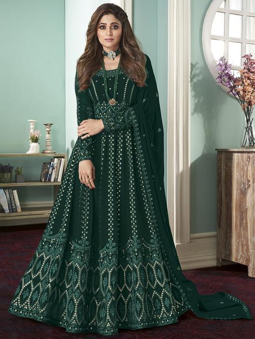 green georgette semistitched suit - 18234527 - Very Small Image - 1