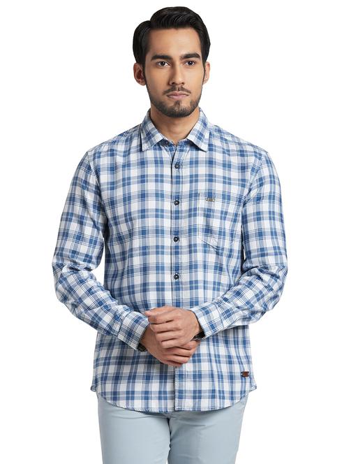 blue checkered casual shirt - 18235085 - Very Small Image - 1