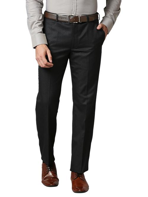 charcoal-grey solid formal trouser - 18235123 - Very Small Image - 1