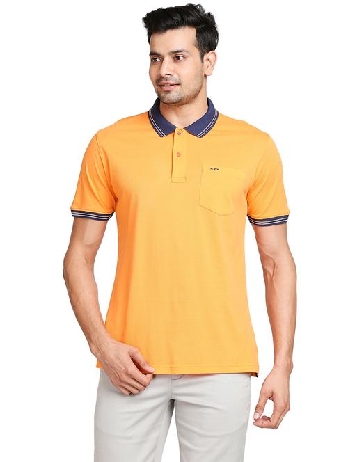 orange solid polo t-shirt - 18235151 - Very Small Image - 1