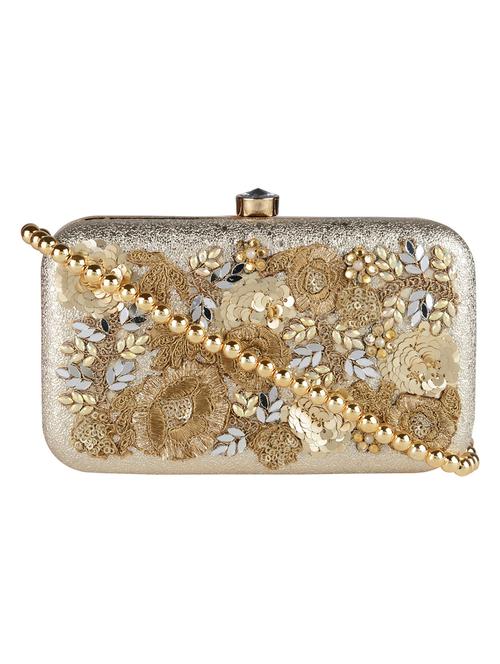 gold leatherette (pu) box clutch - 18235327 - Very Small Image - 1