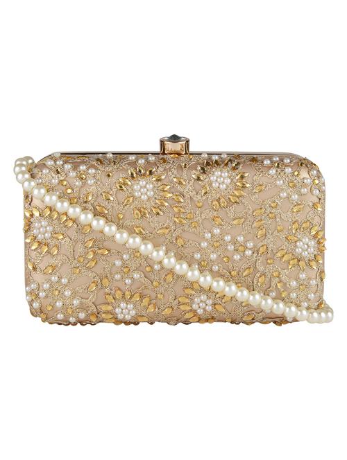 gold leatherette (pu) box clutch - 18235329 - Very Small Image - 1