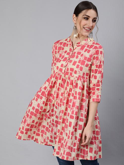mandarin neck printed tunic - 18235348 - Very Small Image - 1