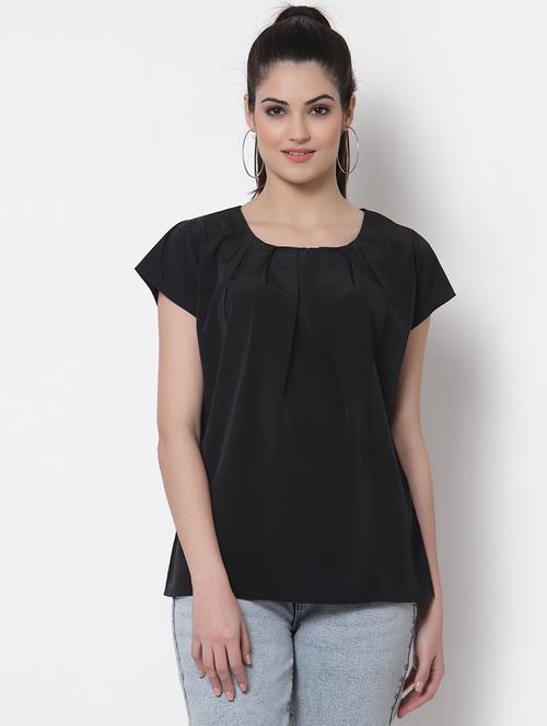 round neck solid top - 18235855 - Very Small Image - 1