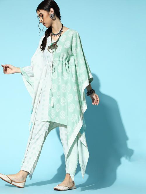 cream rayon kurta pant set - 18235932 - Very Small Image - 1