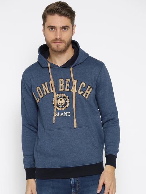 blue chest printed hooded sweatshirt - 18236508 - Very Small Image - 1