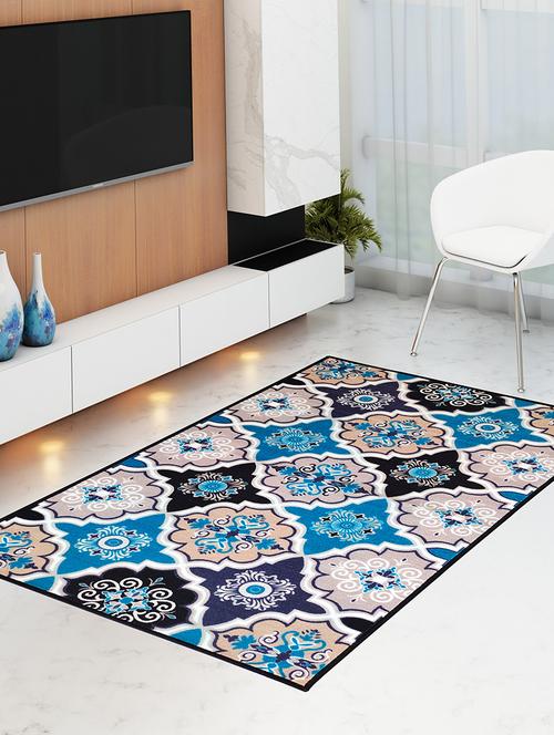 athom living contemporaray blue premium anti slip printed carpet - 18236607 - Very Small Image - 1
