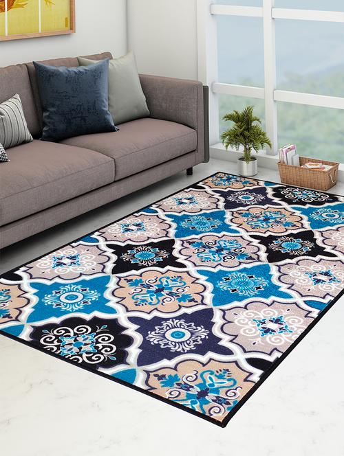 athom living contemporaray blue premium anti slip printed carpet - 18236626 - Very Small Image - 1
