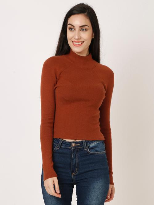 high neck solid pullover - 18236745 - Very Small Image - 1