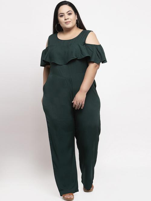 cold shoulder plus full leg jumpsuit - 18236813 - Very Small Image - 1
