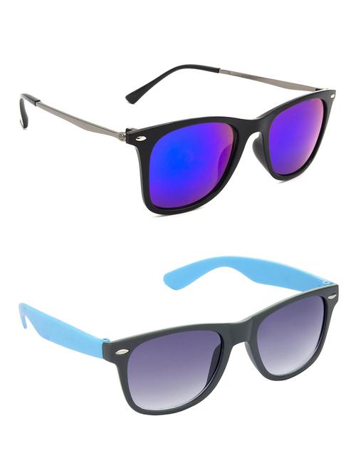 hrinkar men women boys & girls wayfarer sunglasses grey & blue frame, blue & grey lens (medium) pack of - 2 - 18238906 - Very Small Image - 1