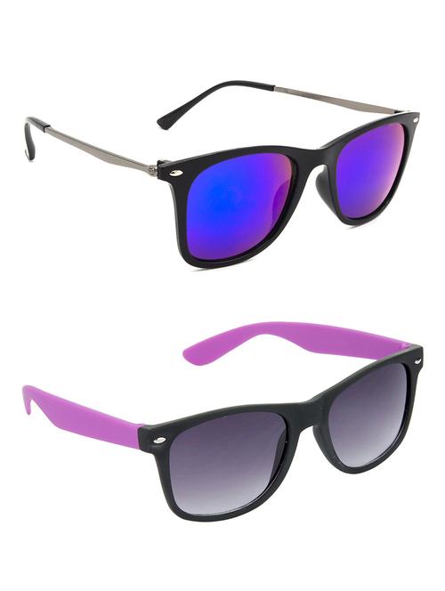 hrinkar men women boys & girls wayfarer sunglasses grey & violet frame, blue & grey lens (medium) pack of - 2 - 18238911 - Very Small Image - 1