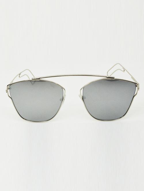 hrinkar men women boys & girls rectangular & sunglasses silver frame, silver lens (medium) - 18239101 - Very Small Image - 1