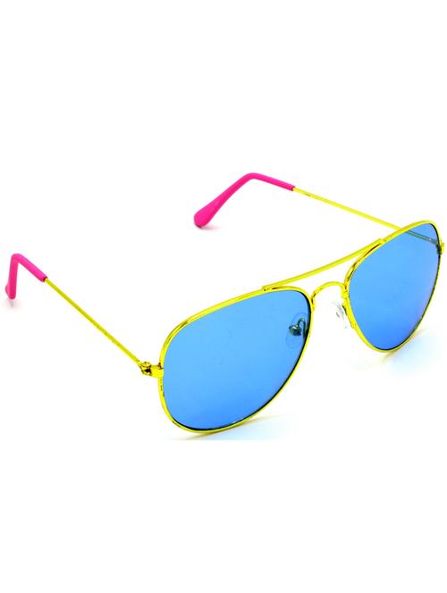 hrinkar men women boys & girls aviator & sunglasses golden frame, blue lens (medium) - 18239143 - Very Small Image - 1