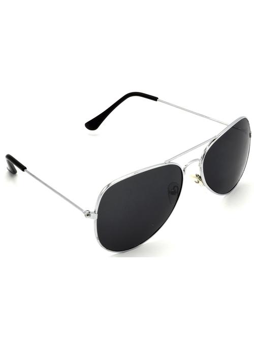 hrinkar men women boys & girls aviator & sunglasses silver frame, black lens (medium) - 18239159 - Very Small Image - 1