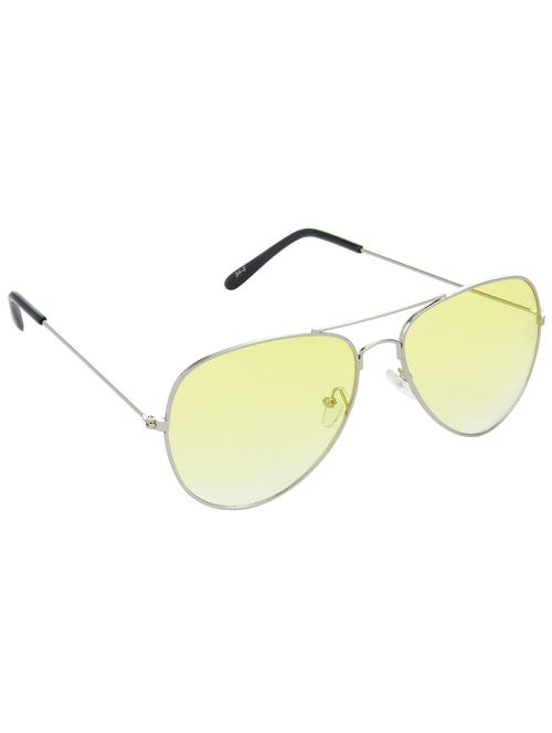 hrinkar men women boys & girls aviator & sunglasses silver frame, yellow lens (medium) - 18239163 - Very Small Image - 1