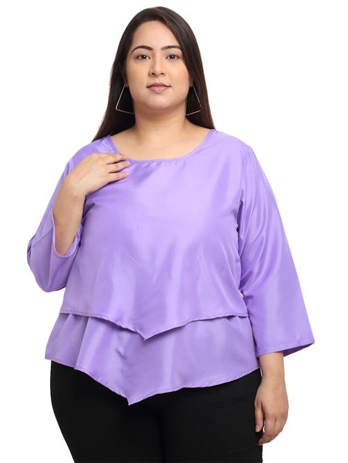 women's asymmetric round neck top - 18239819 - Very Small Image - 1