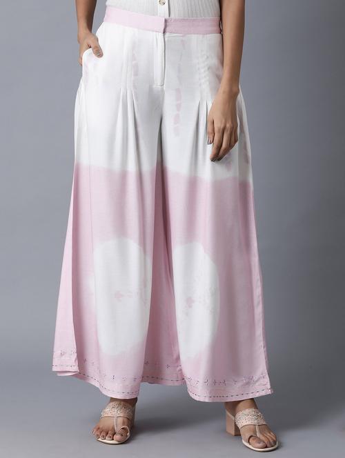 pink printed flared palazzo - 18239924 - Very Small Image - 1