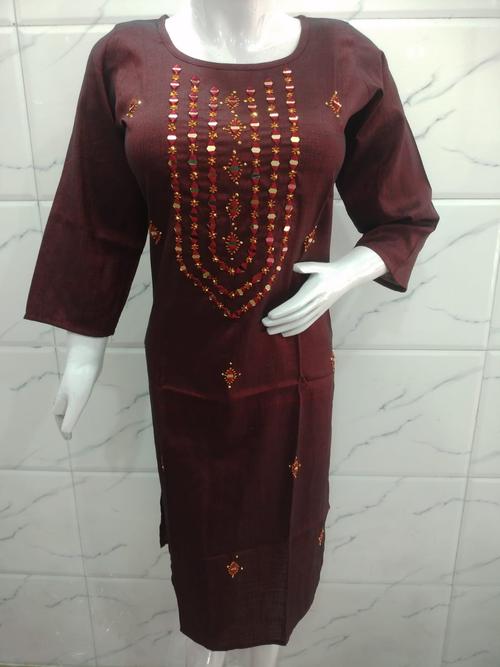 rayon embroidered kurta - 18239998 - Very Small Image - 1
