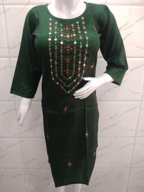 rayon embroidered kurta - 18240003 - Very Small Image - 1