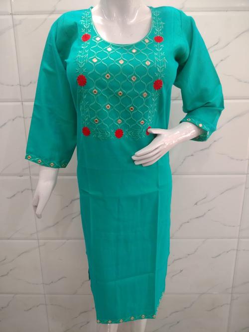 rayon embroidered kurta - 18240004 - Very Small Image - 1