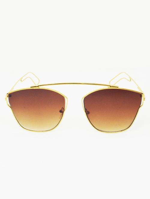 hrinkar men women boys & girls rectangular & sunglasses golden frame, brown lens (medium) - 18242366 - Very Small Image - 1