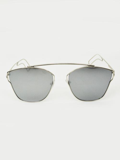 hrinkar men women boys & girls rectangular & sunglasses silver frame, silver lens (medium) - 18242369 - Very Small Image - 1