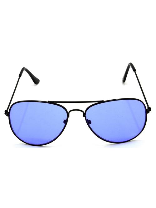 hrinkar men women boys & girls aviator & sunglasses black frame, blue lens (medium) - 18242403 - Very Small Image - 1