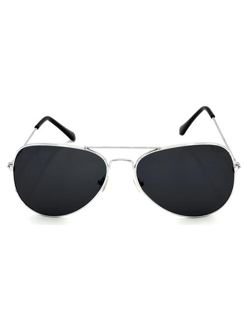 hrinkar men women boys & girls aviator & sunglasses silver frame, black lens (medium) - 18242459 - Very Small Image - 1