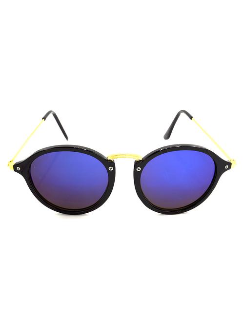 hrinkar men women boys & girls round & sunglasses golden frame, blue lens (medium) - 18242513 - Very Small Image - 1