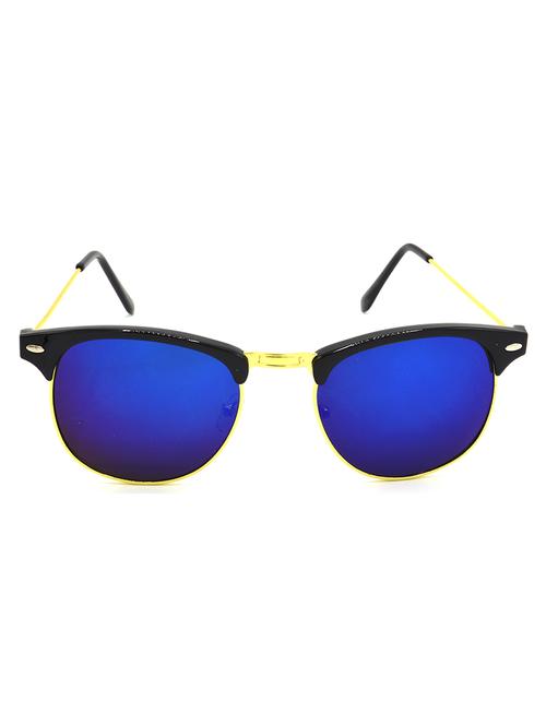 hrinkar men women boys & girls clubmaster & sunglasses golden frame, blue lens (medium) - 18242521 - Very Small Image - 1