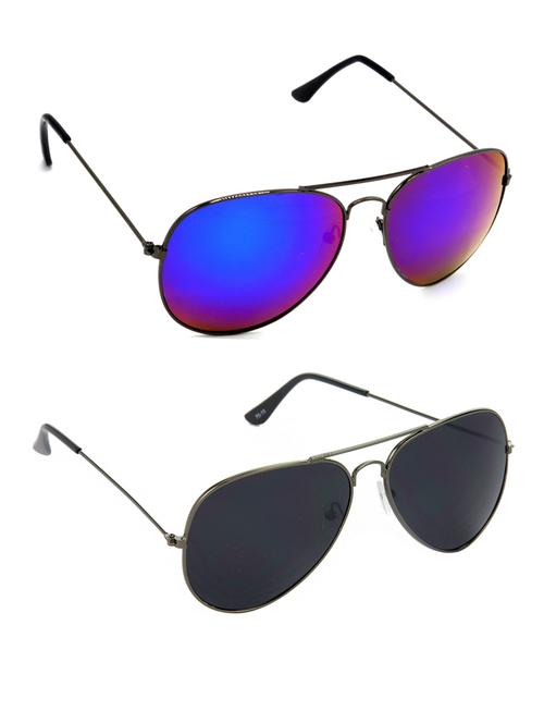 hrinkar men women boys & girls aviator sunglasses grey frame, pink & black lens (medium) pack of - 2 - 18242882 - Very Small Image - 1