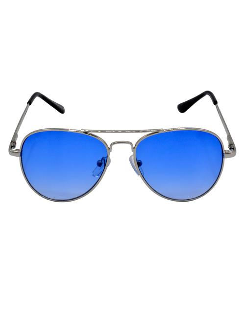 hrinkar men women boys & girls aviator & sunglasses silver frame, blue lens (medium) - 18243146 - Very Small Image - 1