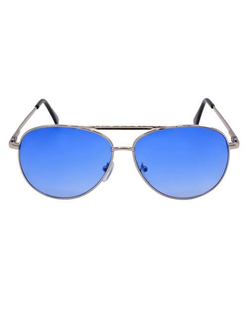 hrinkar men women boys & girls aviator & sunglasses silver frame, blue lens (medium) - 18243230 - Very Small Image - 1