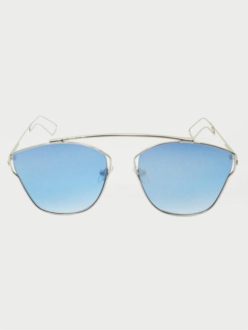 hrinkar men women boys & girls rectangular & sunglasses silver frame, blue lens (medium) - 18243232 - Very Small Image - 1