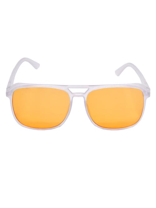 hrinkar men women boys & girls retro square & sunglasses white frame, orange lens (medium) - 18243265 - Very Small Image - 1