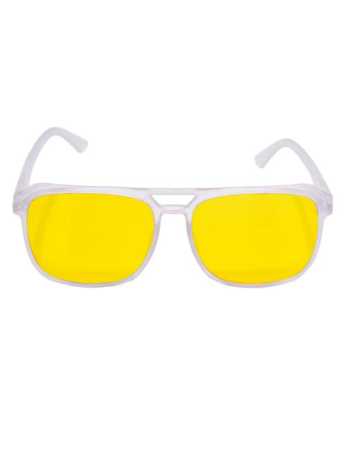 hrinkar men women boys & girls retro square & sunglasses white frame, yellow lens (medium) - 18243275 - Very Small Image - 1