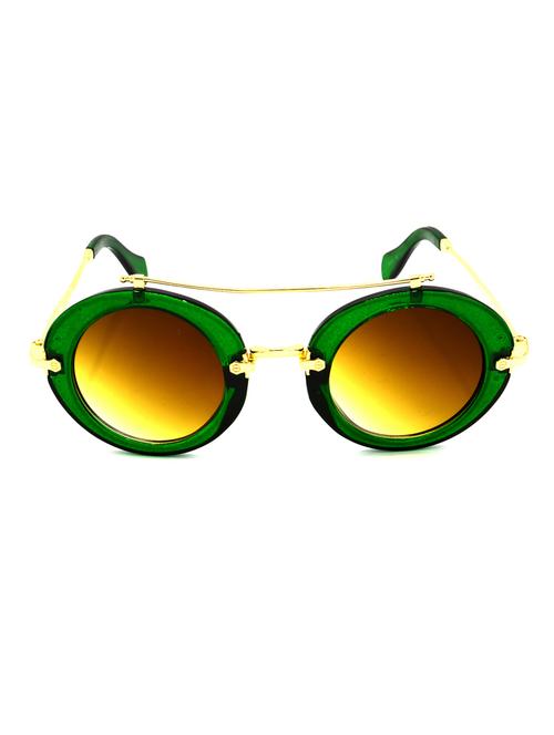 hrinkar men women boys & girls round & sunglasses green frame, brown lens (medium) - 18243283 - Very Small Image - 1