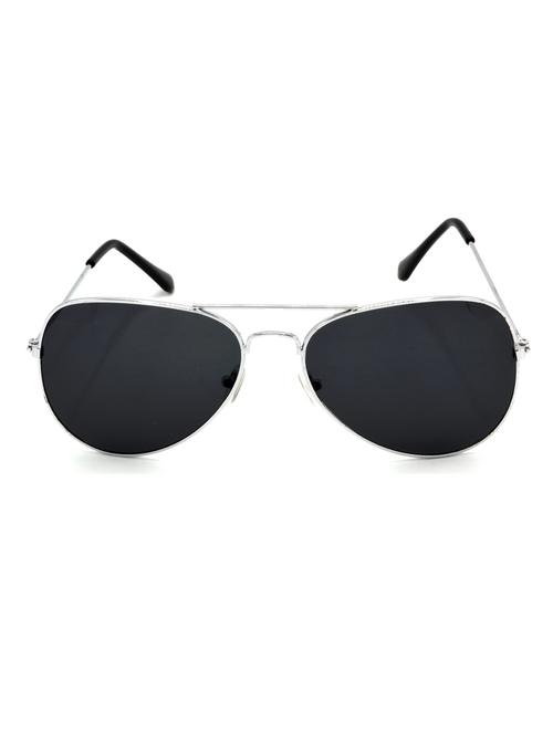 hrinkar men women boys & girls aviator & sunglasses silver frame, black lens (medium) - 18243347 - Very Small Image - 1