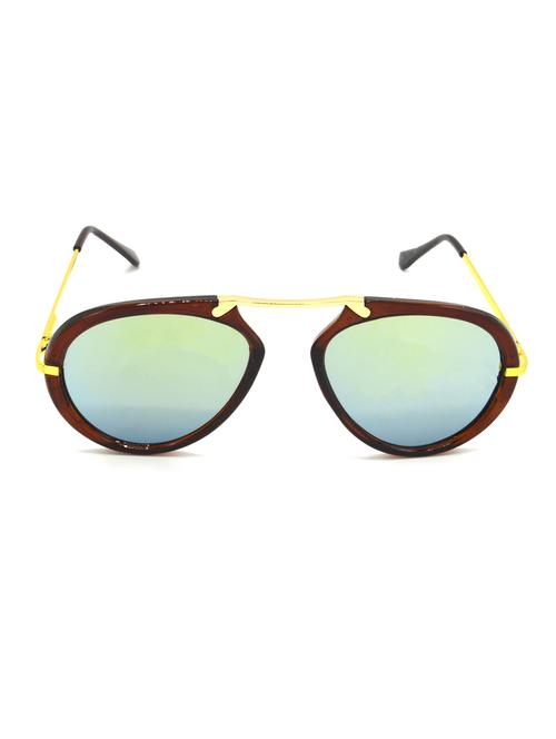 hrinkar men women boys & girls wrap-around & sunglasses golden frame, silver lens (medium) - 18243409 - Very Small Image - 1