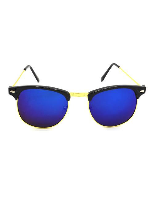 hrinkar men women boys & girls clubmaster & sunglasses golden frame, blue lens (medium) - 18243427 - Very Small Image - 1