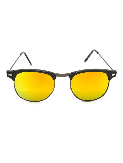 hrinkar men women boys & girls clubmaster & sunglasses grey frame, golden lens (medium) - 18243428 - Very Small Image - 1